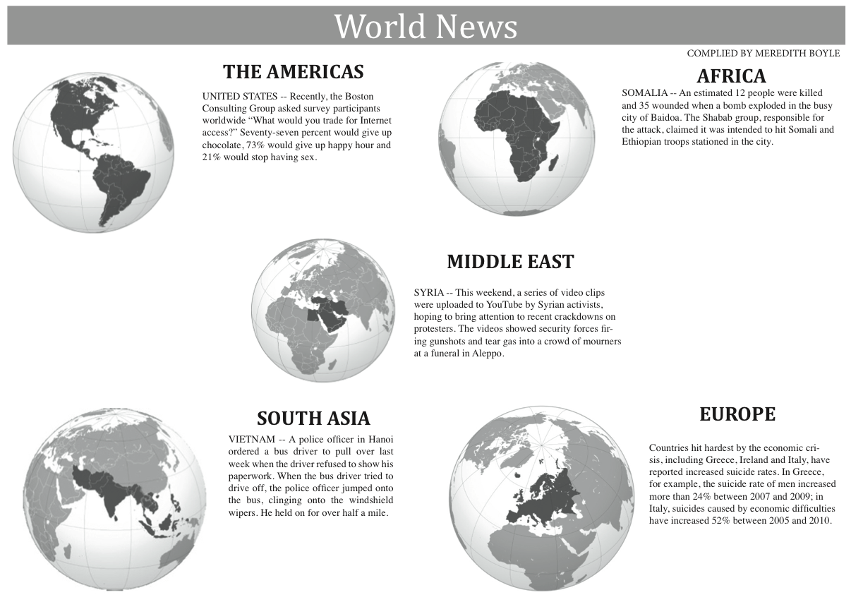 World News; April 16, 2012 The College Voice